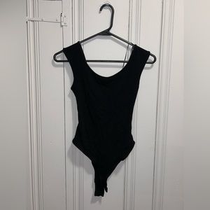 Black Ribbed Crossover Bodysuit